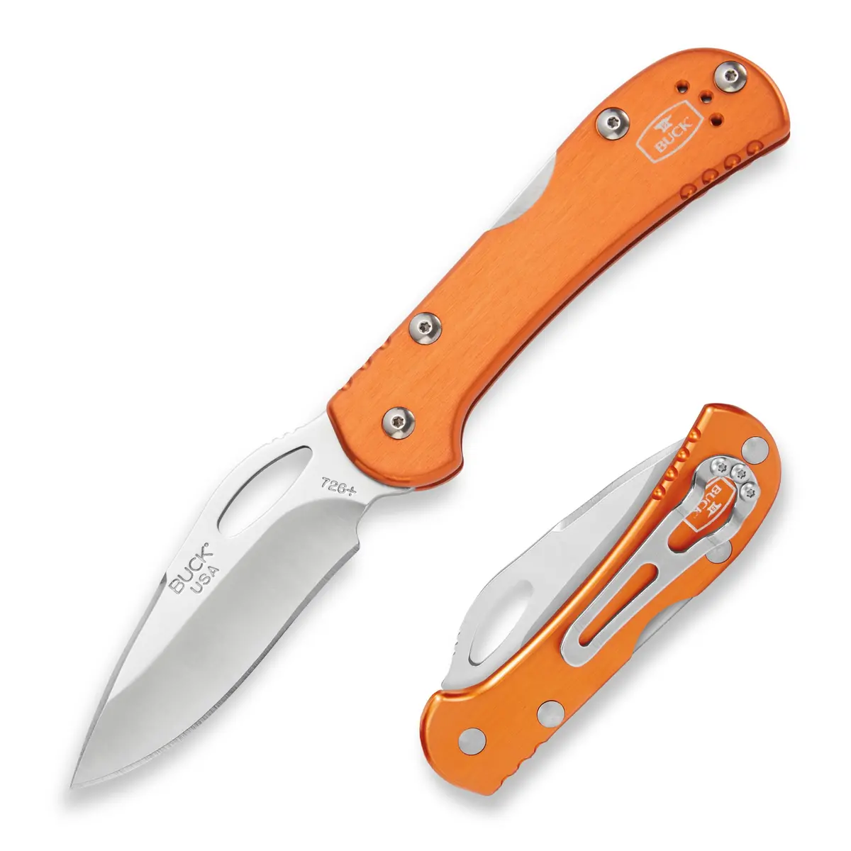 Buck Knives 726 Mini Spitfire EDC Pocket Knife, Orange, 3.75in | Slim, Durable, Made in USA - main product image