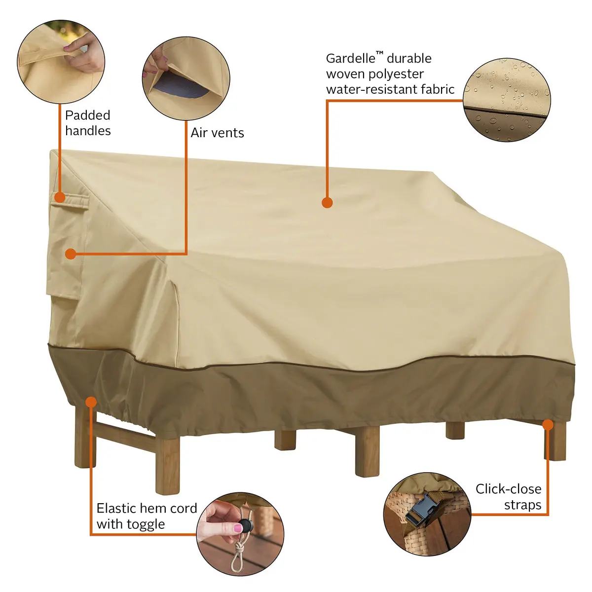 Classic Accessories Veranda Water-Resistant 104 Inch Patio Sofa/Loveseat Cover | Durable UV & Water-Resistant Fabric - view 5