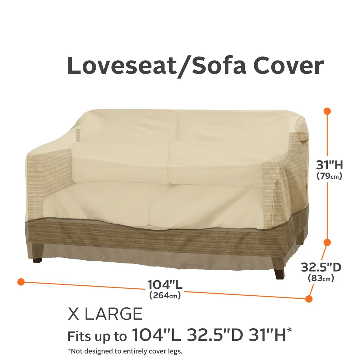 Classic Accessories Veranda Water-Resistant 104 Inch Patio Sofa/Loveseat Cover | Durable UV & Water-Resistant Fabric - view 3