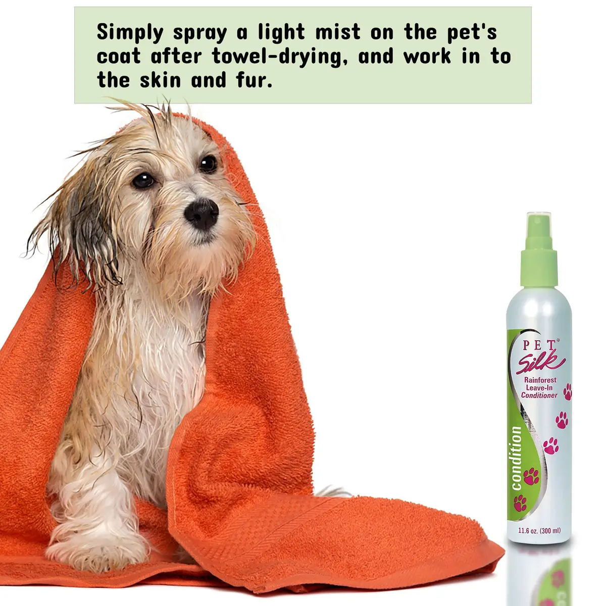 Pet Silk Rainforest Clean Scent Leave-in Conditioner 11.6oz | Long-Lasting Fragrance & Detangler for All Pets - view 2