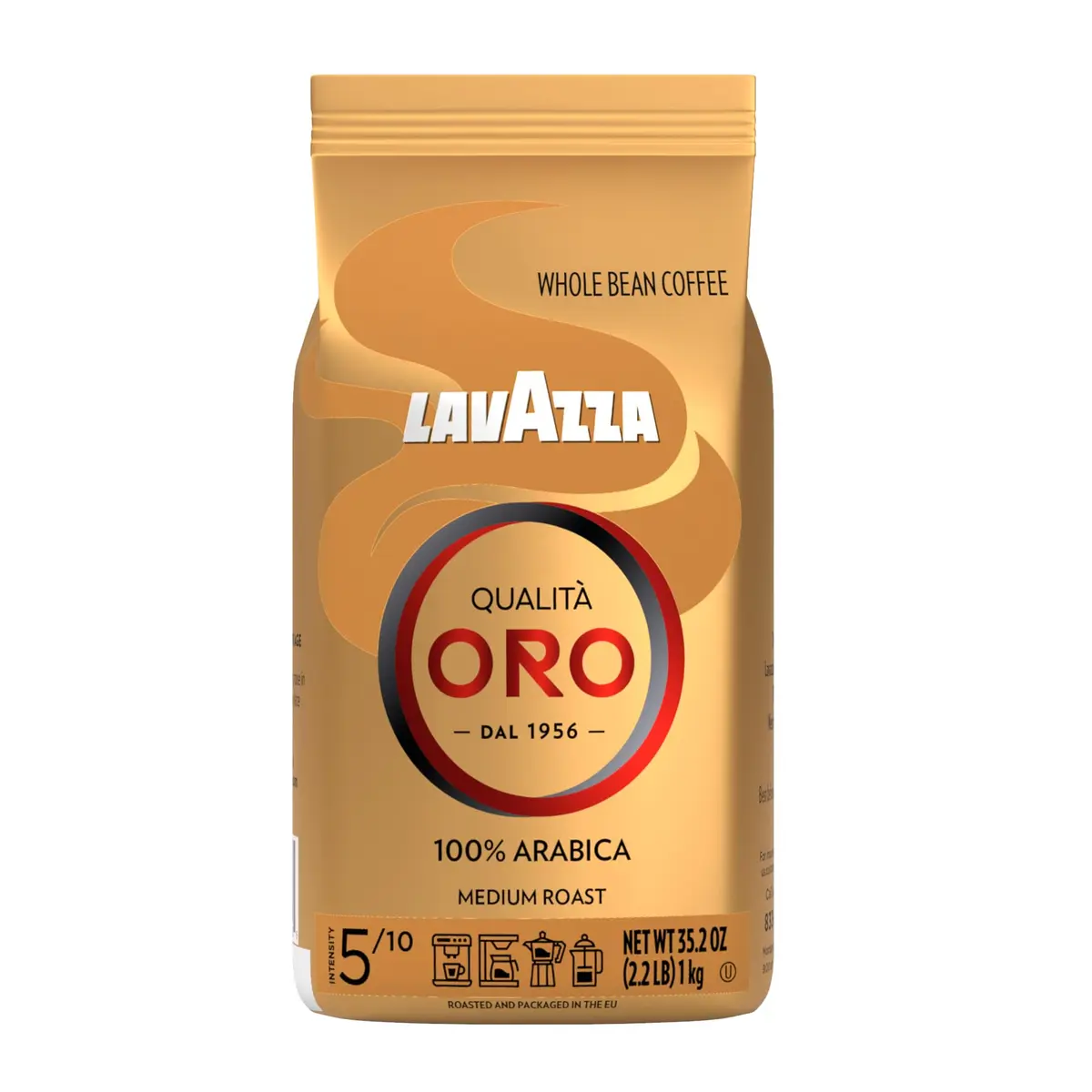 Lavazza Qualitá Oro Whole Bean Blend 2.2 Pound | Medium Roast, 100% Arabica, Fruity & Aromatic - main product image