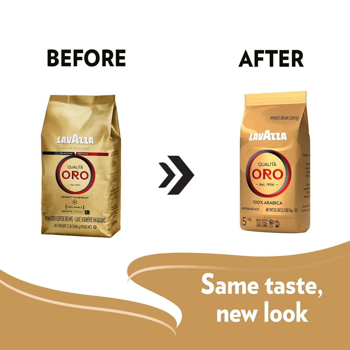 Lavazza Qualitá Oro Whole Bean Blend 2.2 Pound | Medium Roast, 100% Arabica, Fruity & Aromatic - view 2