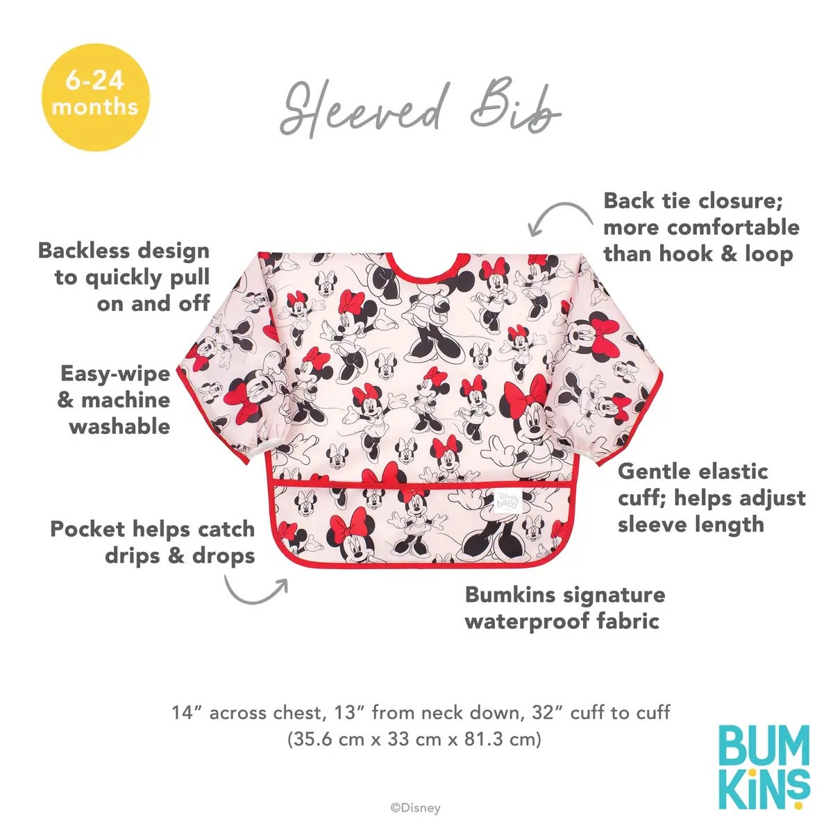 Bumkins Sleeved Bib Mario & Luigi 6-24 Months | Waterproof Fabric Feeding Smock - view 5