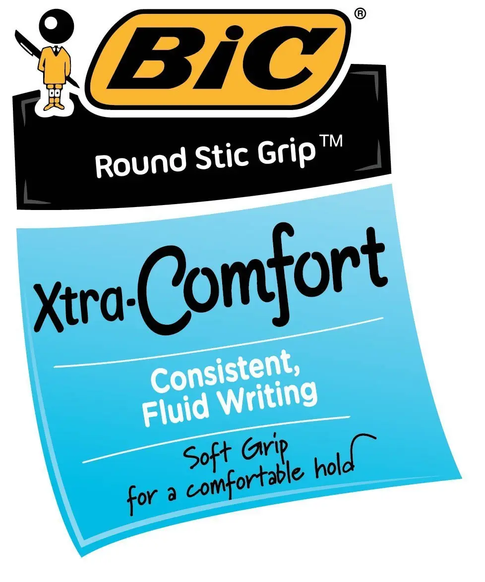 BIC Ultra Round Stic Grip Ball Point Pens, Medium Point, 1.2 mm, Black Ink | Refillable, 24 Pack, Office & School Use - view 2