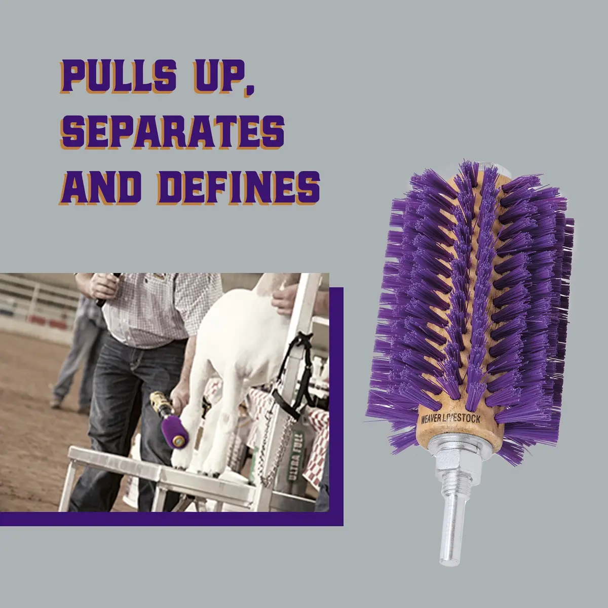 Weaver Livestock Mini Roto Brush for Livestock, Wool/Hair Stimulating and Grooming Brush for Goat Sheep Cattle, Use with Drill, Coat Deshedding Tool - view 3