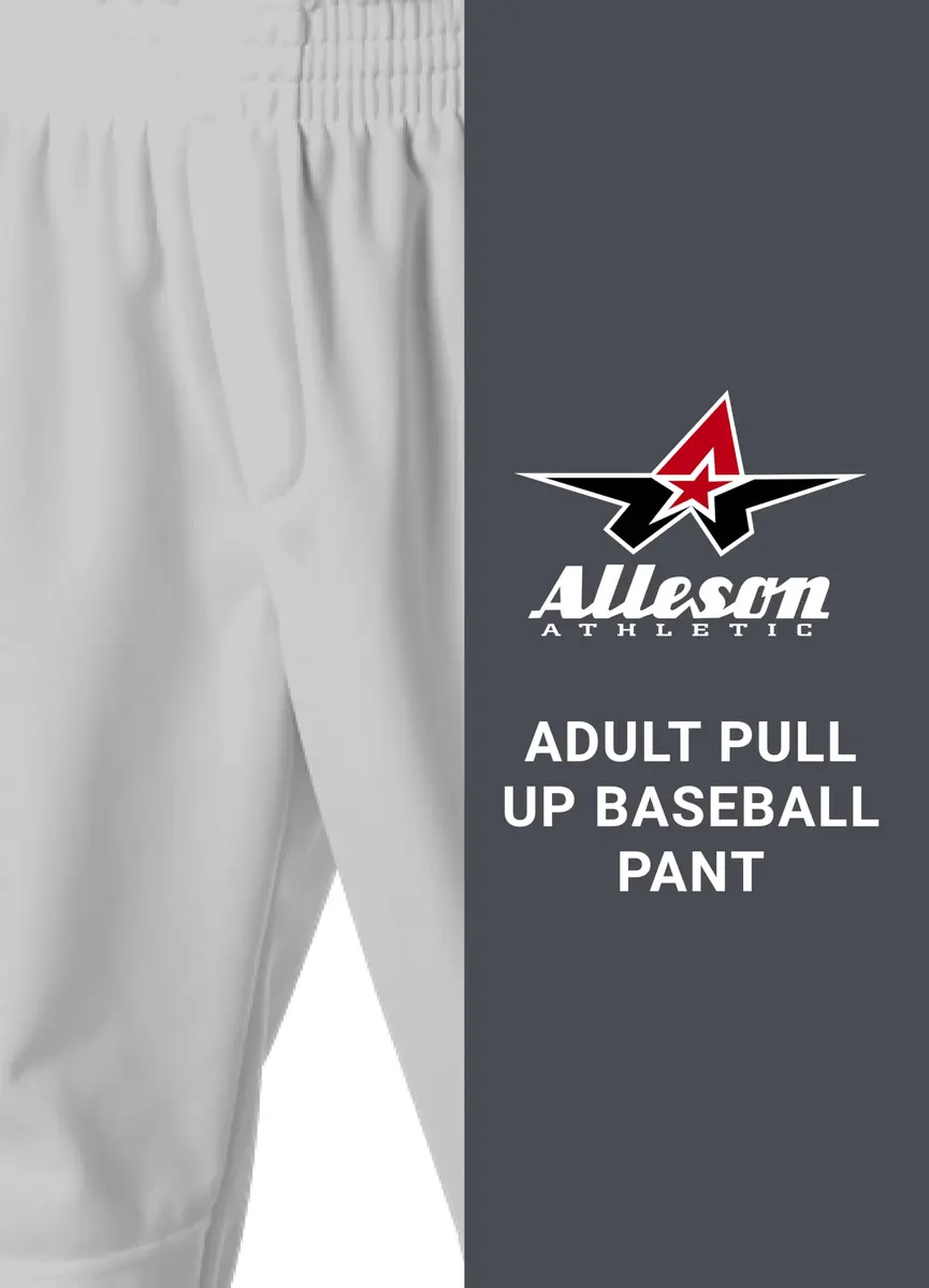 Alleson Athletic Mens Pull-On Baseball Pant, Grey, Small | Durable Polyester, Moisture-Wicking Fit - view 3