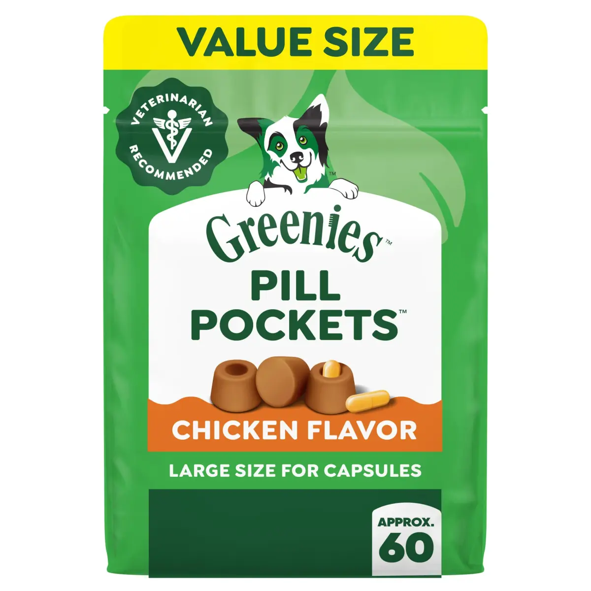 Greenies Pill Pockets Large Size Dog Treats, Chicken, 448 g (15.8 oz) | Vet-Recommended Pill Masking Treats - main product image