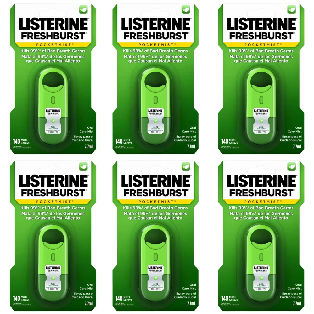 Listerine Freshburst Pocketmist Oral Care Mist 7.7mL (0.26 Fl Oz) | Kills 99% of Bad Breath Germs - main product image