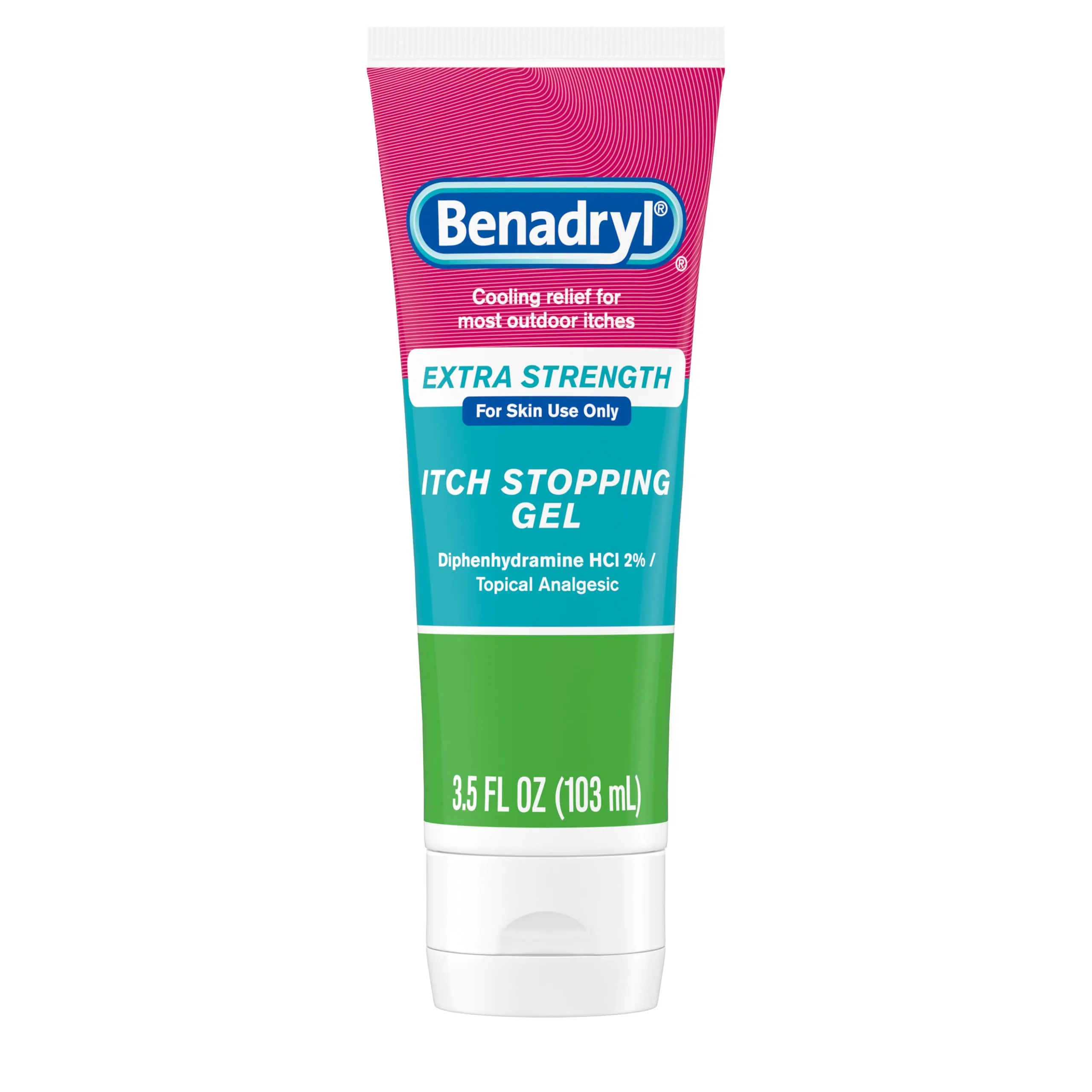 Benadryl Extra Strength Itch Relief Gel with Diphenhydramine HCl, 3.5 fl oz | Fast-Acting Topical Analgesic for Insect Bites, Sunburn & Rashes - main product image
