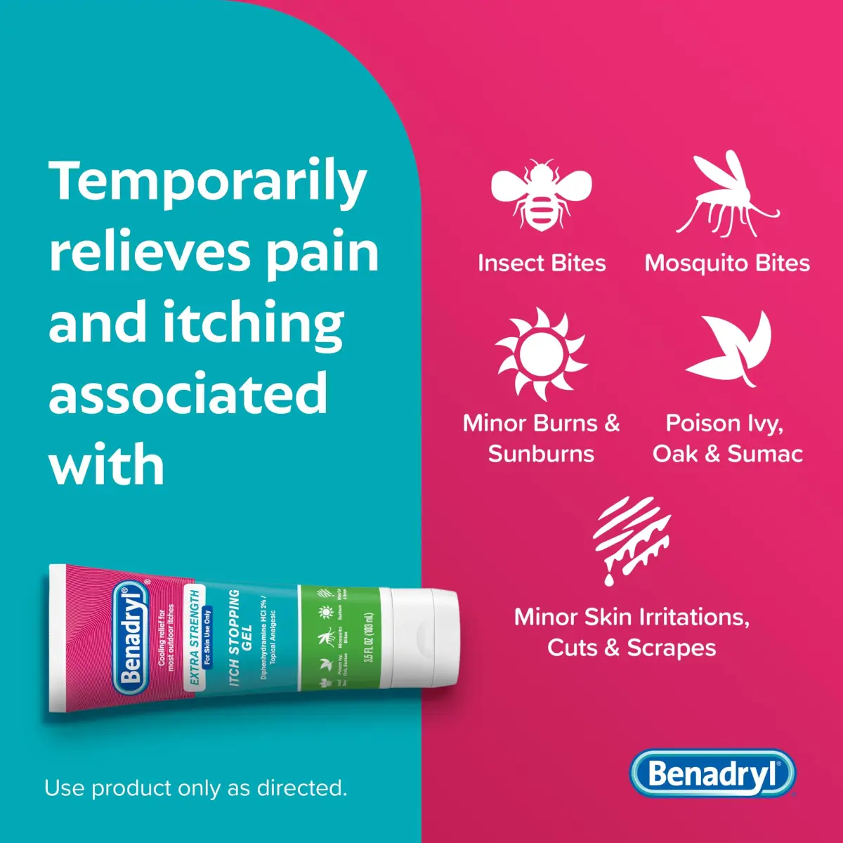 Benadryl Extra Strength Itch Relief Gel 3.5 fl oz (99g) | Topical Analgesic for Insect Bites & Rashes - view 3