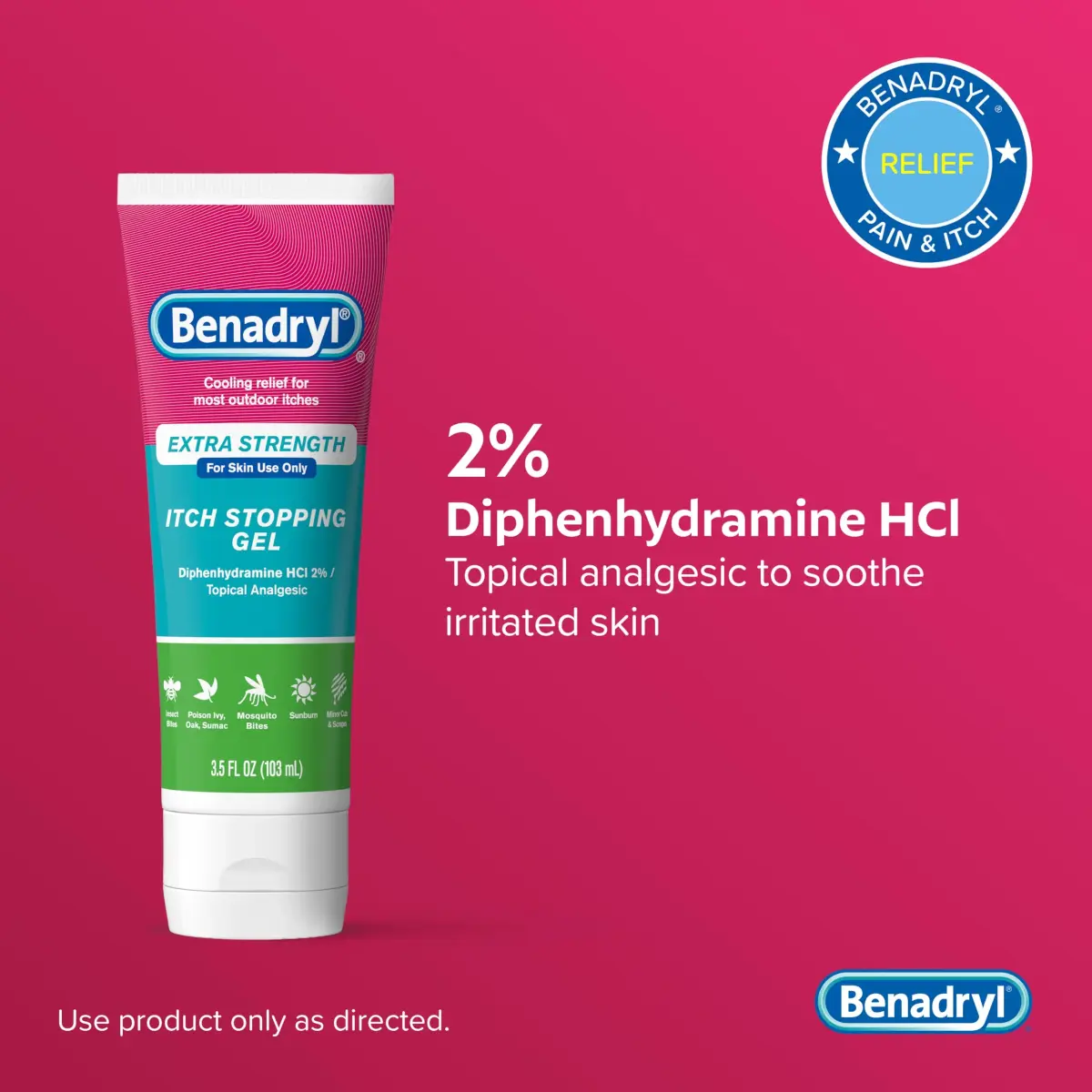 Benadryl Extra Strength Itch Relief Gel 3.5 fl oz (99g) | Topical Analgesic for Insect Bites & Rashes - view 4
