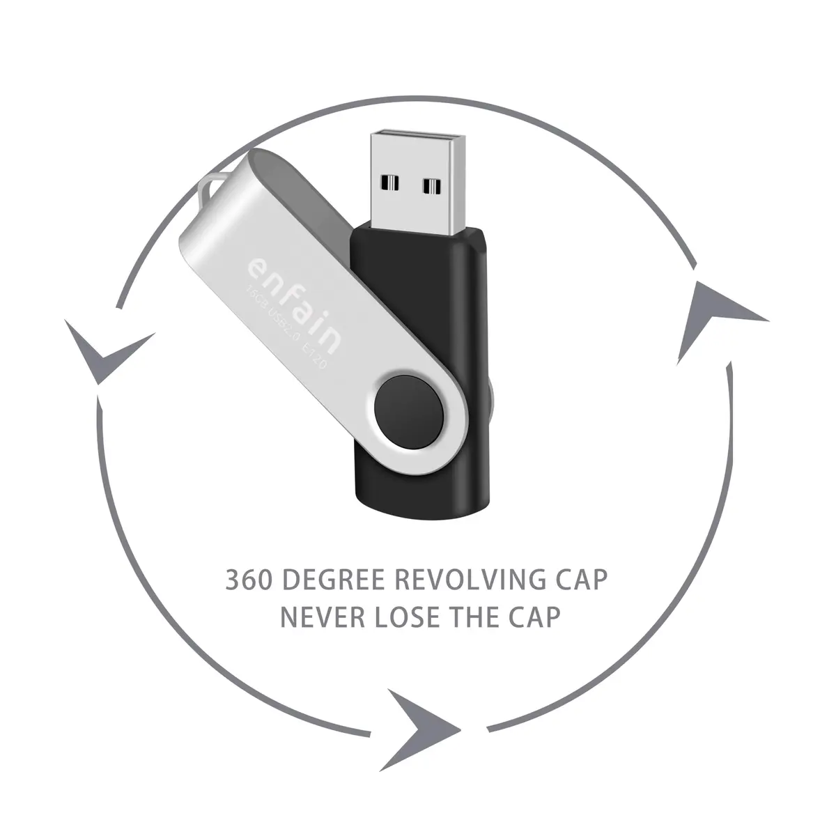 Enfain 8GB USB Flash Drive 10 Pack | Reliable Data Storage with Metal Swivel Cap in Bulk - view 6