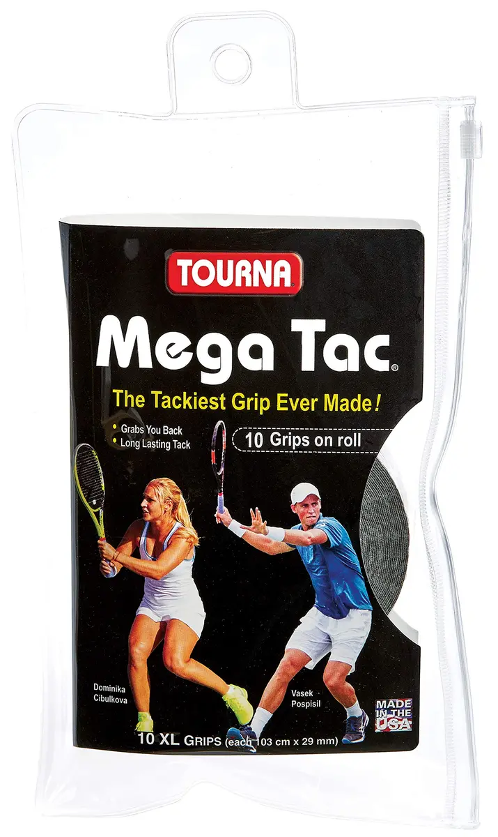 Tourna Mega Tac Extra Tacky Overgrip Black 10-Pack | Long-Lasting Tacky Feel for Tennis - view 2