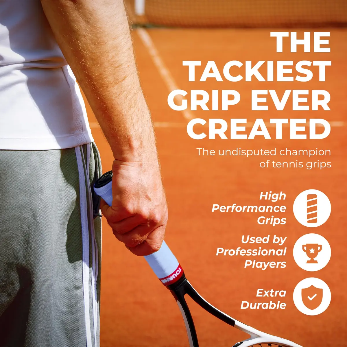 Tourna Mega Tac Extra Tacky Overgrip White 10-Pack | Long-Lasting Tacky Feel for Tennis, Pickleball, Badminton - view 2
