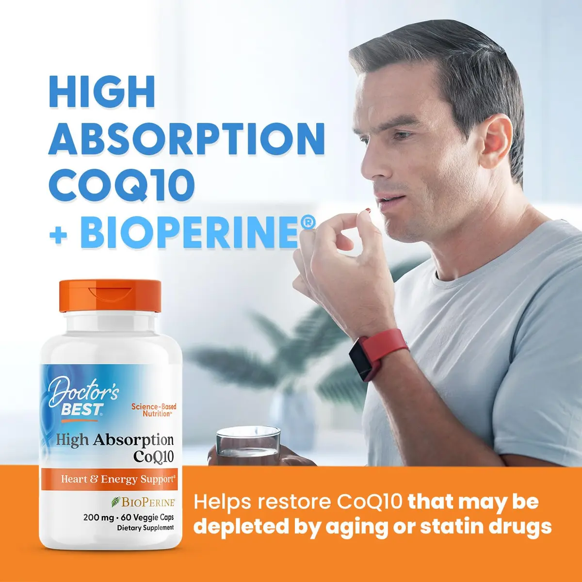 Doctor's Best High Absorption CoQ10 200mg with BioPerine Supplement - Coenzyme Q10 Caps for Heart Health & Antioxidant Support, CoQ10 200 mg for Women & Men, Non GMO - 180 Veg Capsules - view 5