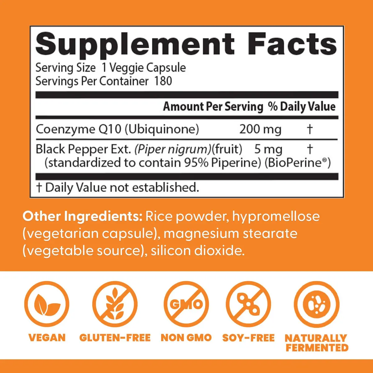 Doctor's Best High Absorption CoQ10 200mg with BioPerine Supplement - Coenzyme Q10 Caps for Heart Health & Antioxidant Support, CoQ10 200 mg for Women & Men, Non GMO - 180 Veg Capsules - view 3