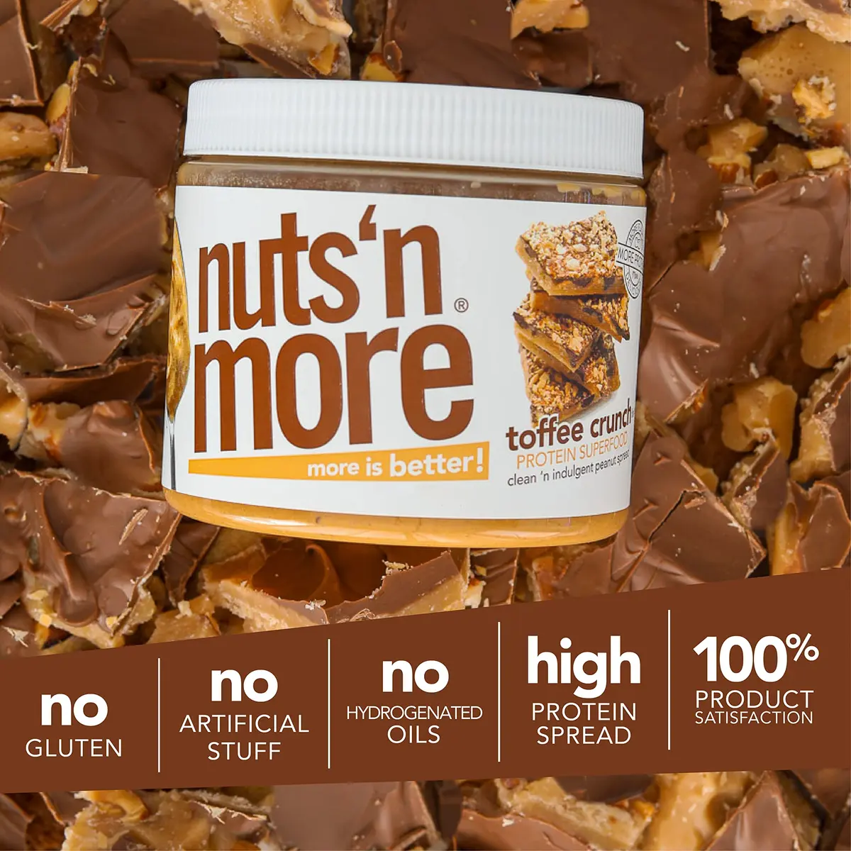 Nuts 'N More Toffee Crunch Peanut Butter Spread 15oz | High Protein, Low Sugar, Gluten Free - view 5