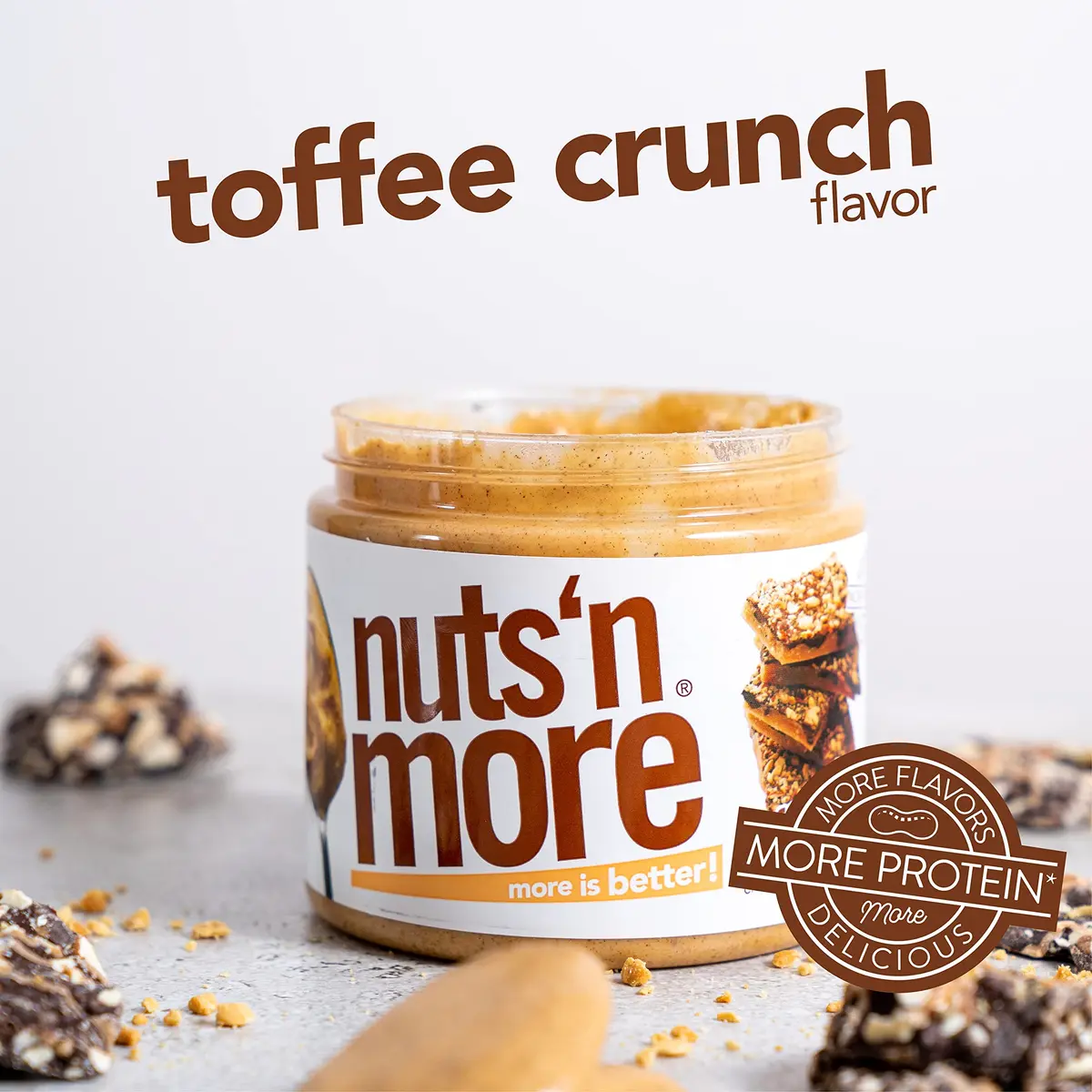 Nuts 'N More Toffee Crunch Peanut Butter Spread 15oz | High Protein, Low Sugar, Gluten Free - view 7