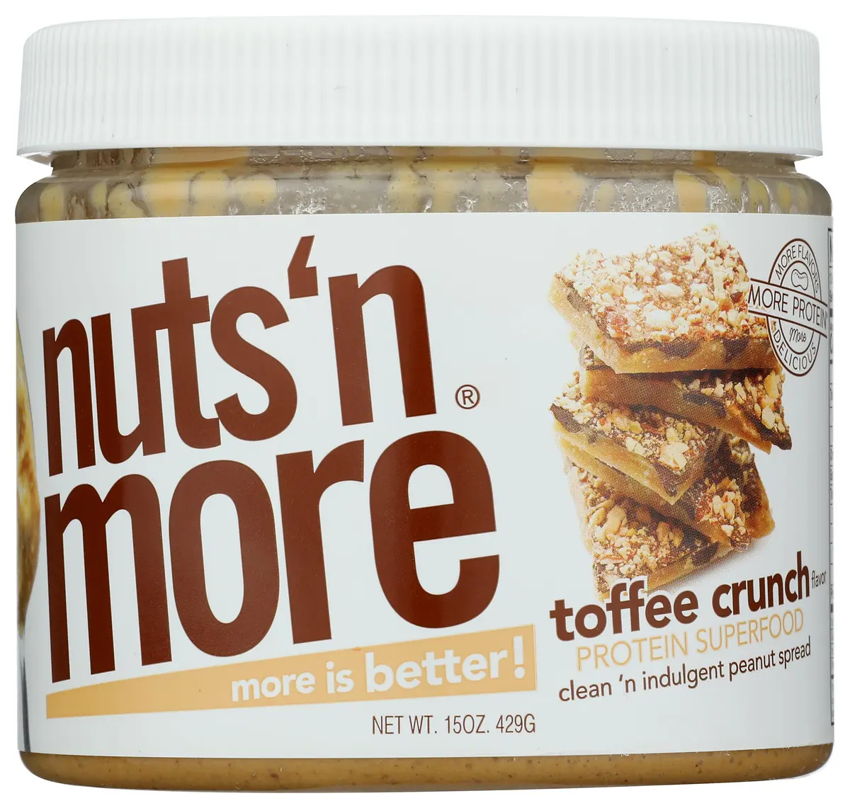Nuts 'N More Toffee Crunch Peanut Butter Spread 15oz | High Protein, Low Sugar, Gluten Free - view 4