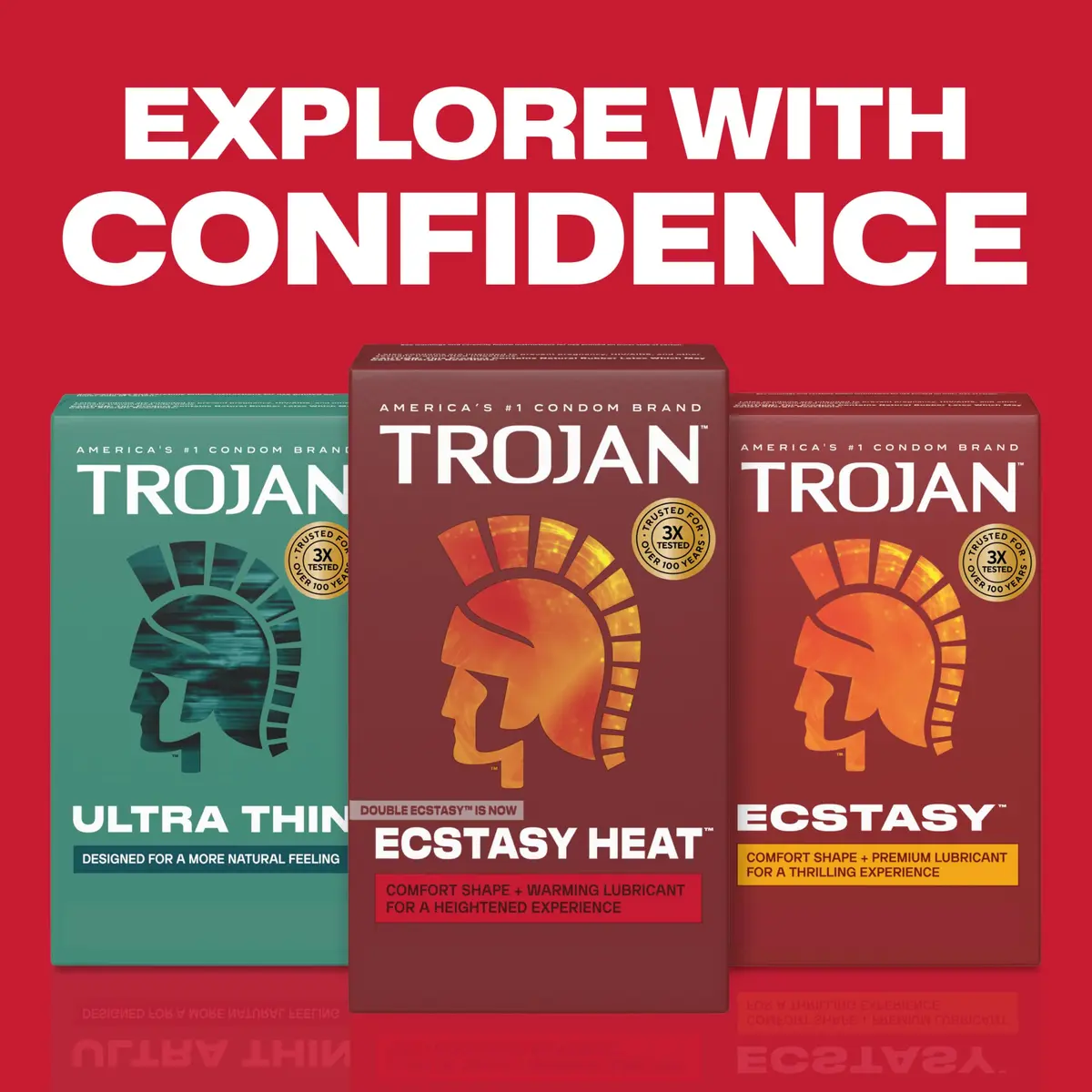 Trojan Ecstasy Heat Lubricated Latex Ribbed Condoms for Men, 10 Count | Warming Sensation for Heightened Pleasure - view 7