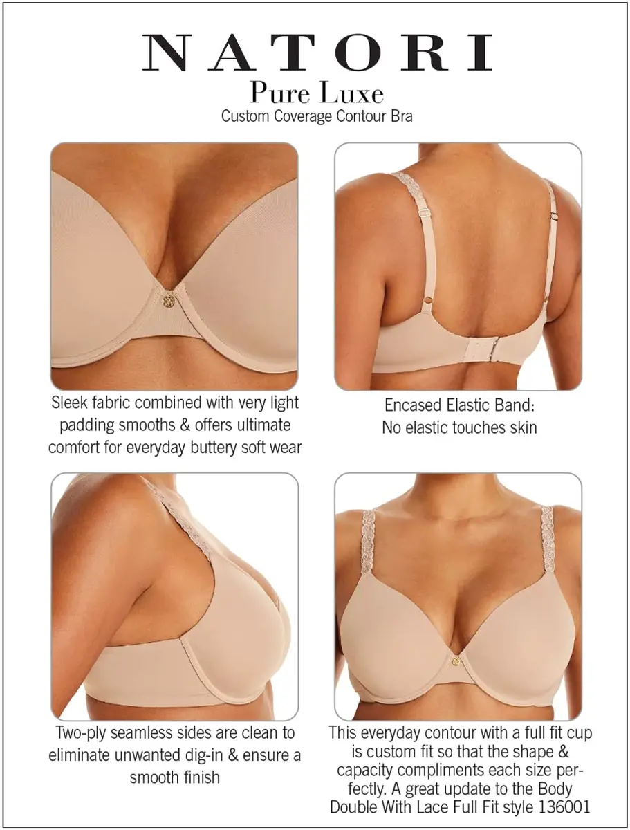 Natori Pure Luxe Custom Coverage Contour Bra 38DD | Seamless Floral Support with Underwire - view 6