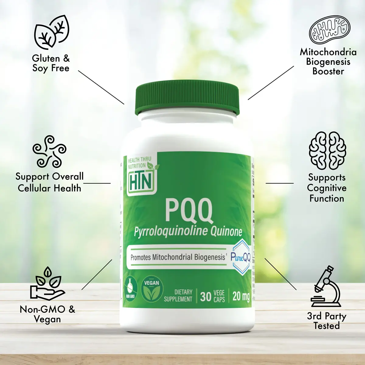 Health Thru Nutrition PQQ 20mg Pyrroloquinoline Quinone 30 Capsules | Supports Mitochondrial Biogenesis - view 4
