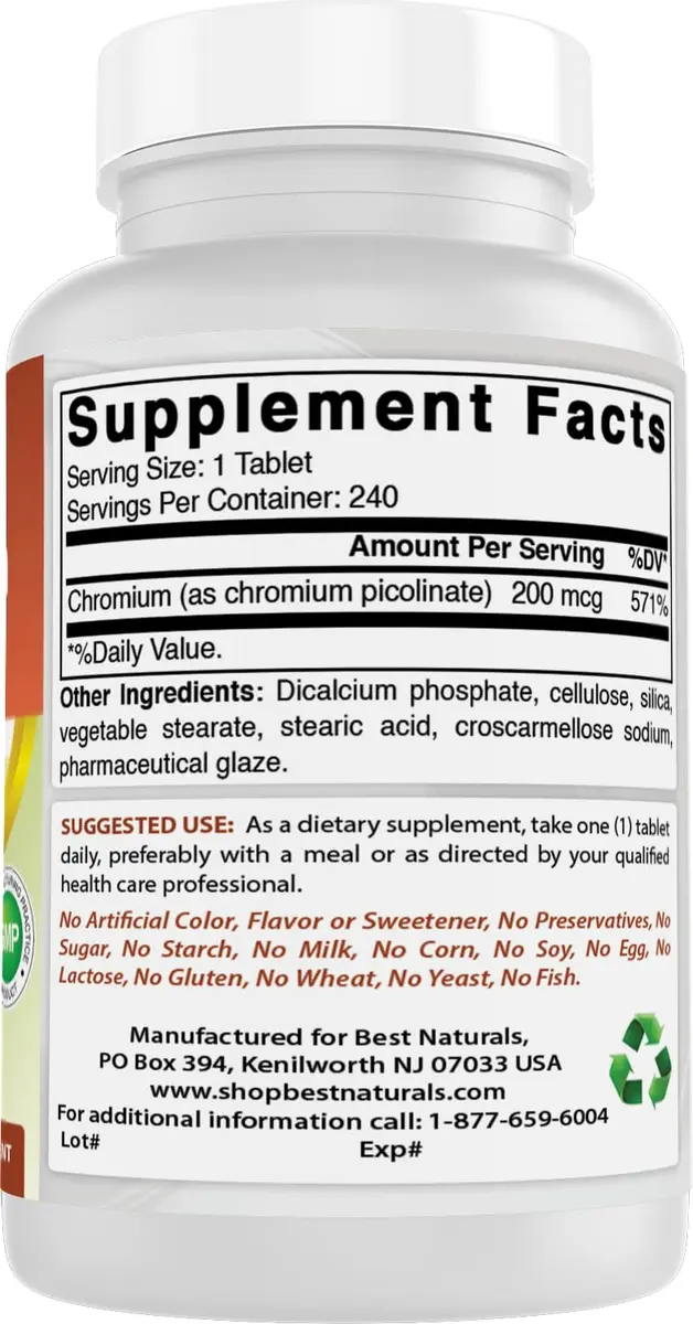 Best Naturals Chromium Picolinate Tablet, 200 mcg | Supports Weight Management & Blood Sugar - view 6