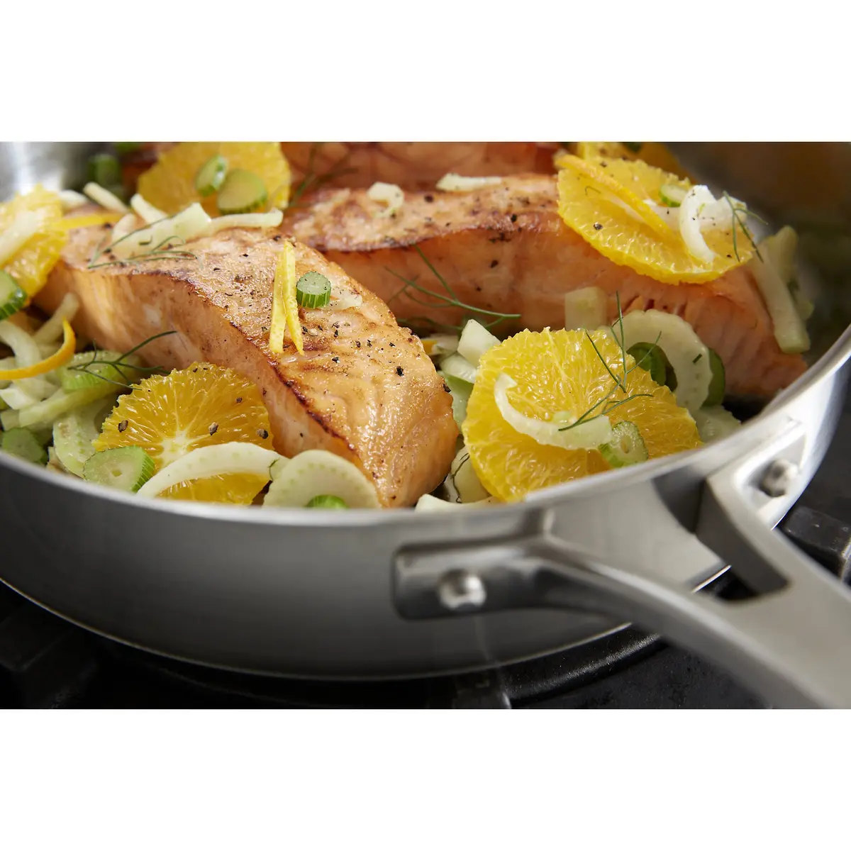 Calphalon Classic Stainless Steel Cookware Saute Pan, 3 Quarts | Impact-bonded aluminum base, oven safe to 450°F, dishwasher friendly - view 3