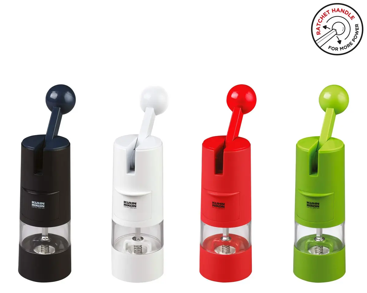 Kuhn Rikon Seasoning Mill White 8.5 x 2.25 inches | Ergonomic, One-Handed Salt & Pepper Grinder - view 5