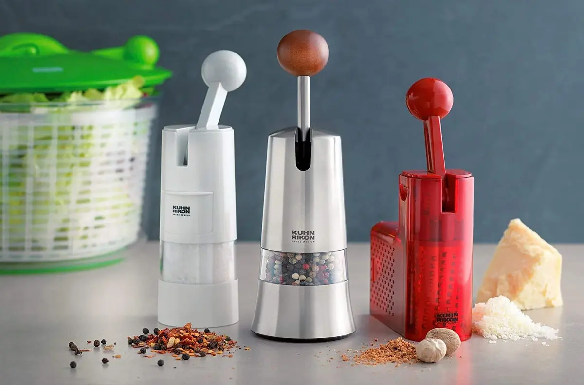 Kuhn Rikon Seasoning Mill White 8.5 x 2.25 inches | Ergonomic, One-Handed Salt & Pepper Grinder - view 6