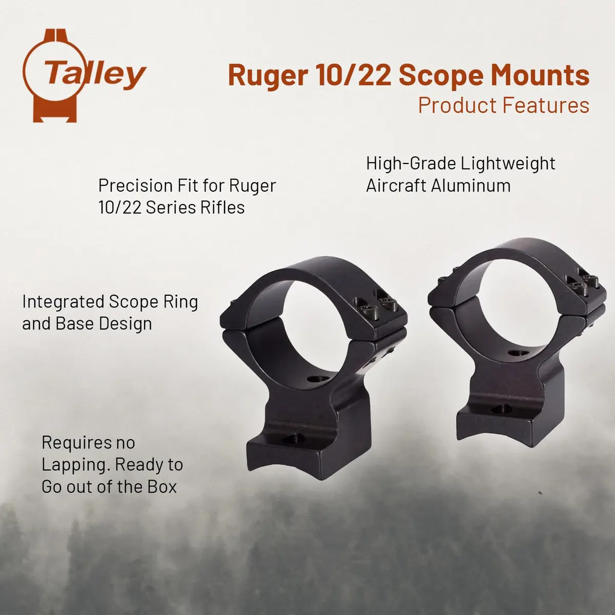 Talley 30mm Low Scope Mounts for Ruger Model 10/22 | Precision CNC Aluminum Mounts - view 4