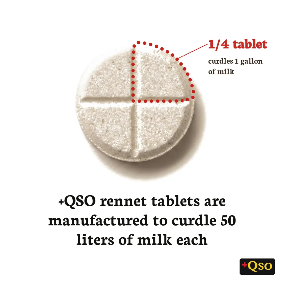 +QSO Vegetable Rennet Tablets Strip of 10 | 1/2 Tablet Sets 2 Gallons Milk - view 4