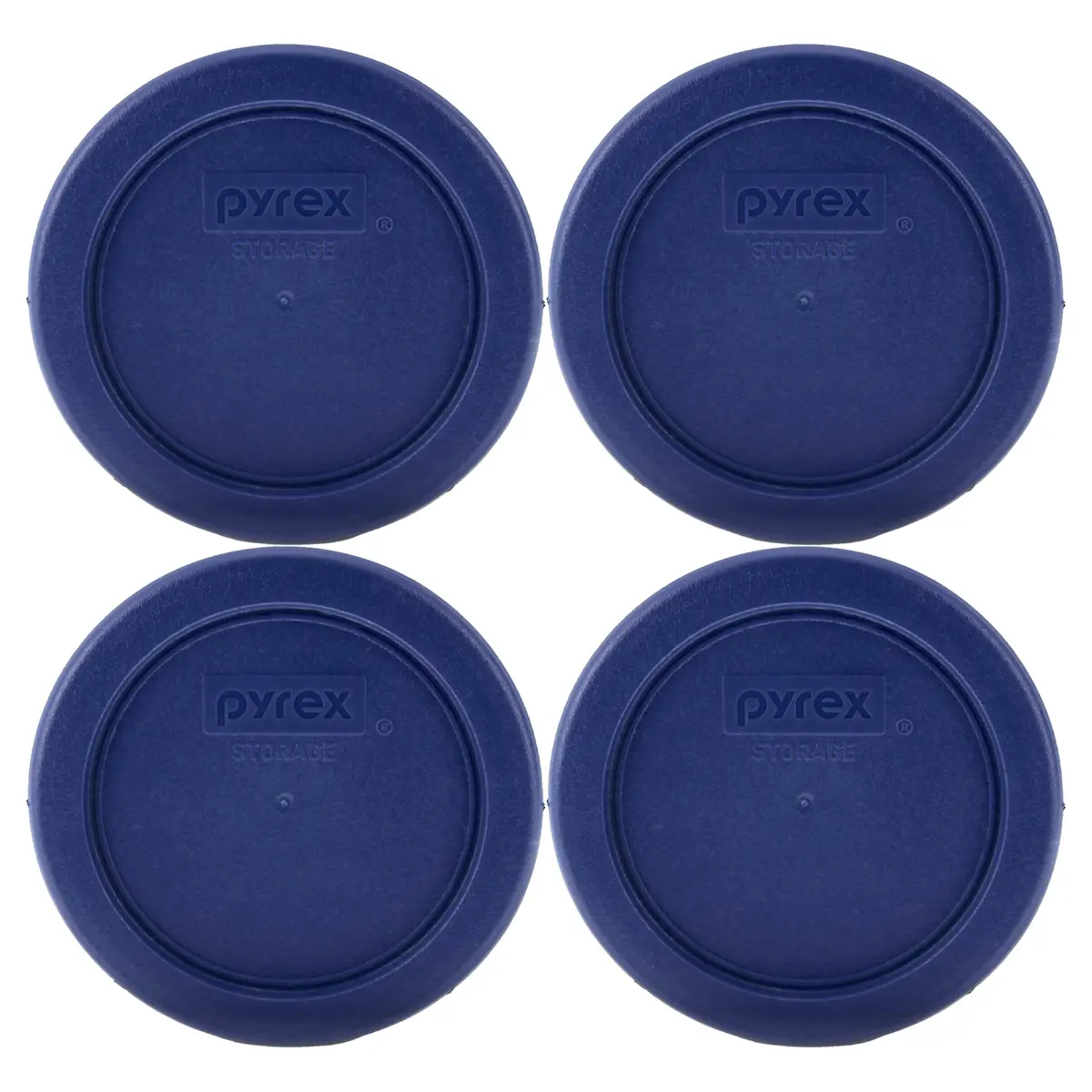 Pyrex 7202-PC 1-Cup Dark Blue Replacement Lids (4-Pack) | Made in USA, Durable Plastic, Secure Seal, Dishwasher Safe - main product image