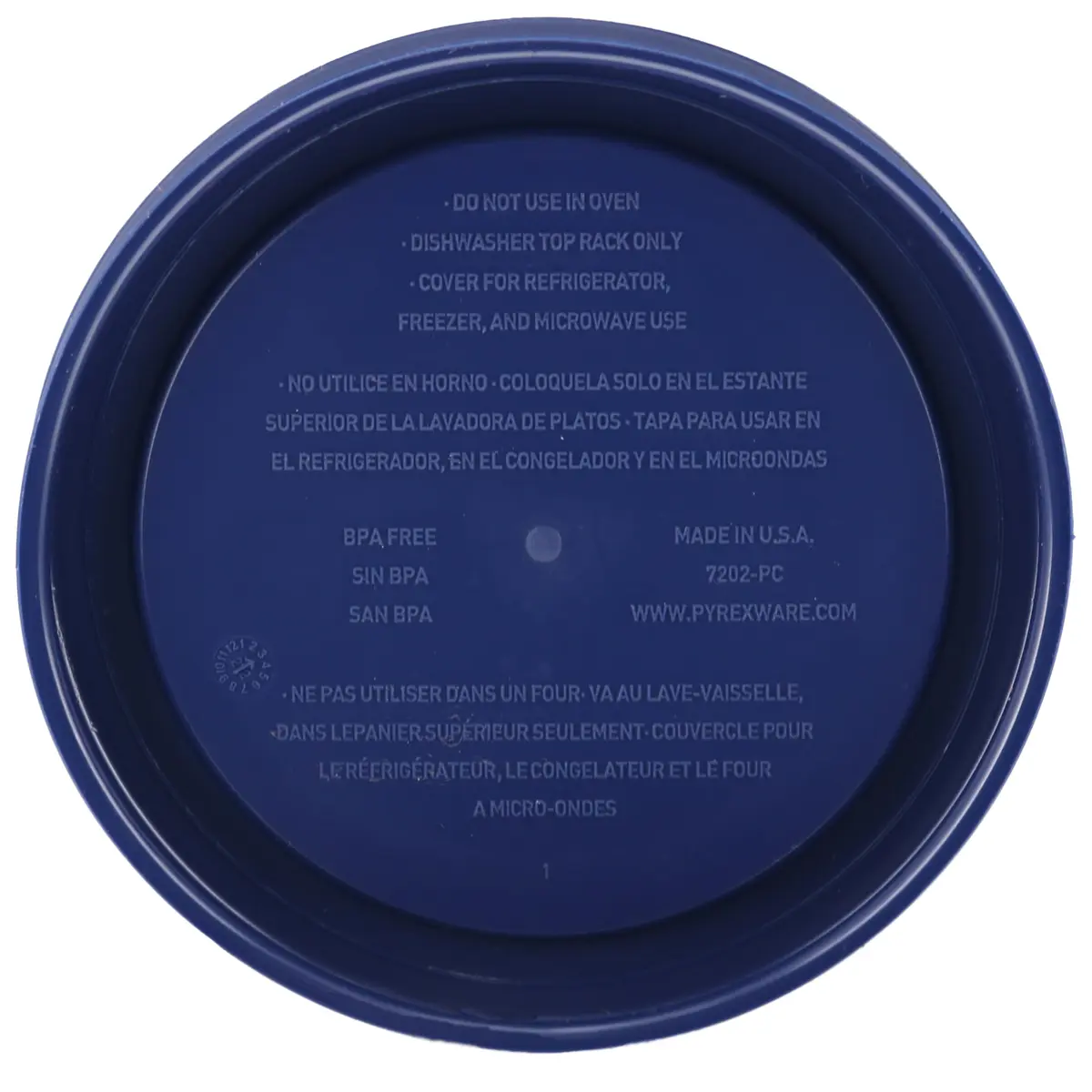 Pyrex 7202-PC 1-Cup Dark Blue Replacement Lids (4-Pack) | Made in USA, Durable Plastic, Secure Seal, Dishwasher Safe - view 2