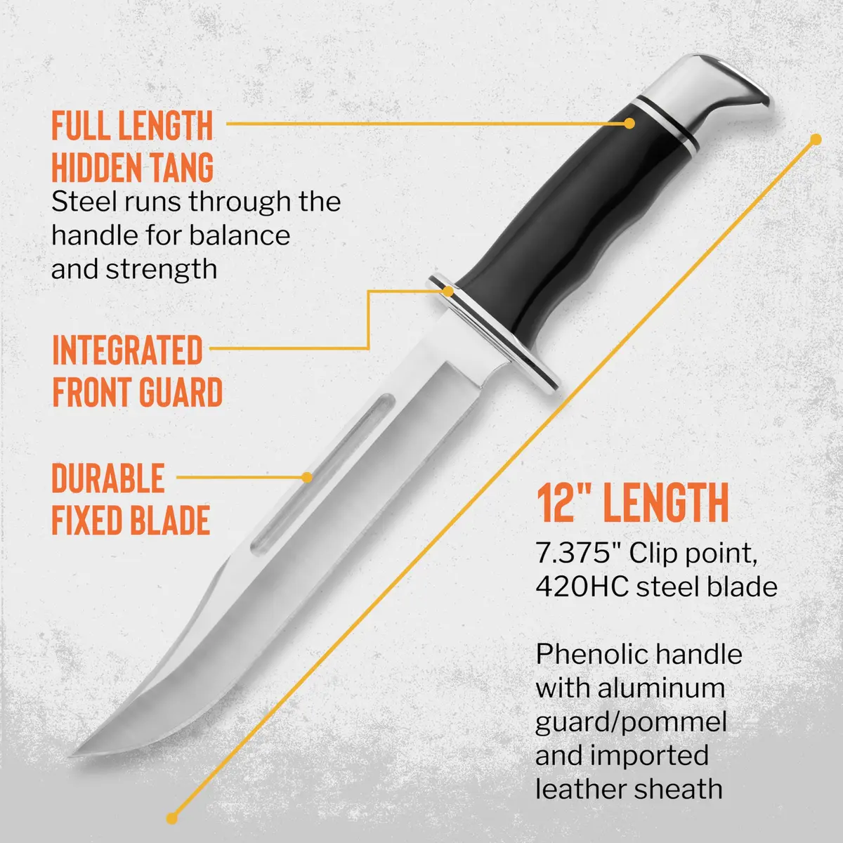 Buck Knives 120 General Hunting Knife with Sheath, Phenolic Handle, 12" | Classic Fixed Blade for Hunting & Outdoors - view 4