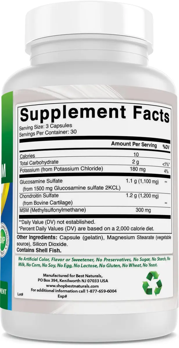 Best Naturals Glucosamine Chondroitin MSM Supplements 2600 mg | Supports Joint & Cartilage Health - view 6
