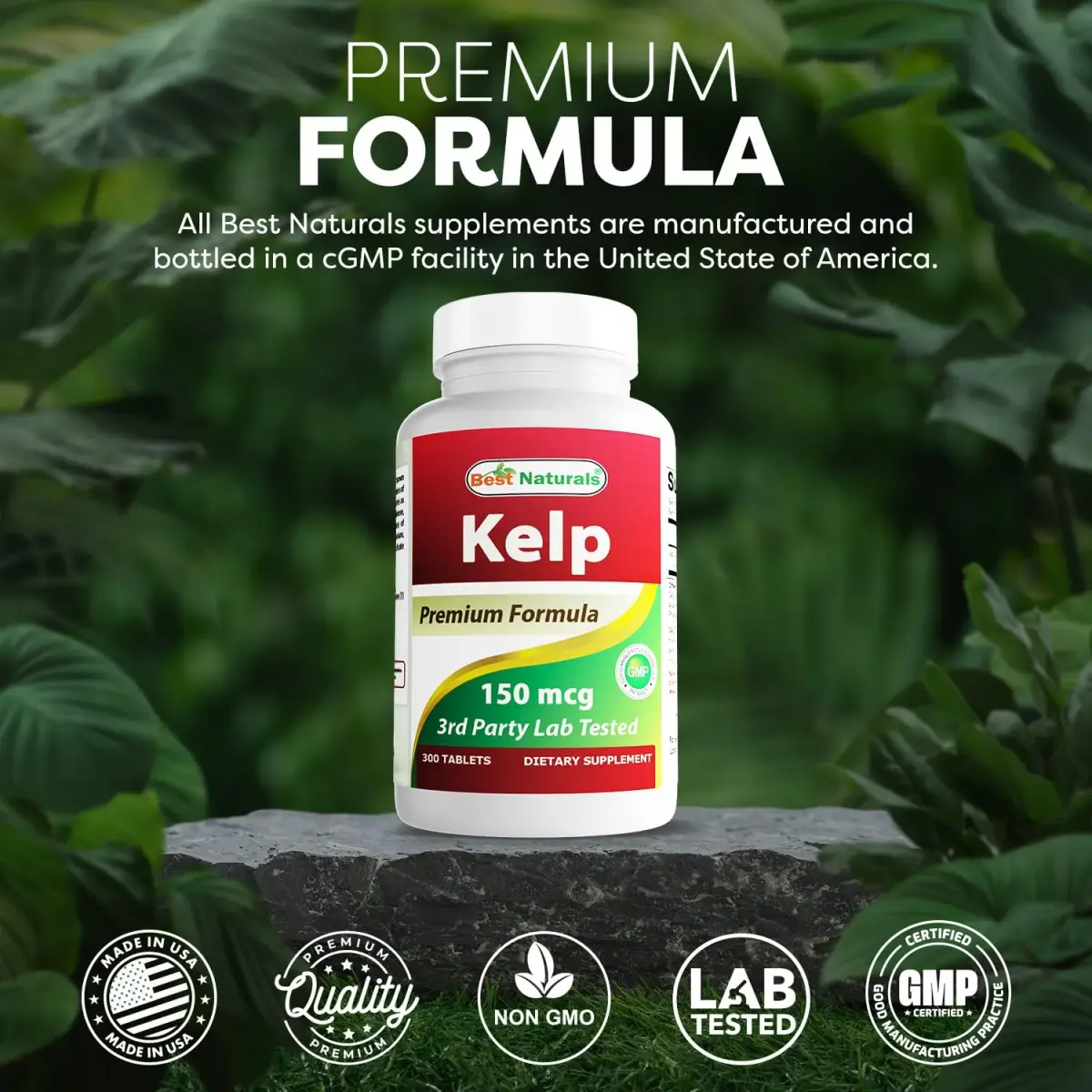Best Naturals Kelp Supplement Tablets 150 Mcg (300 Count) | 300 Tablets for Thyroid Support - view 5
