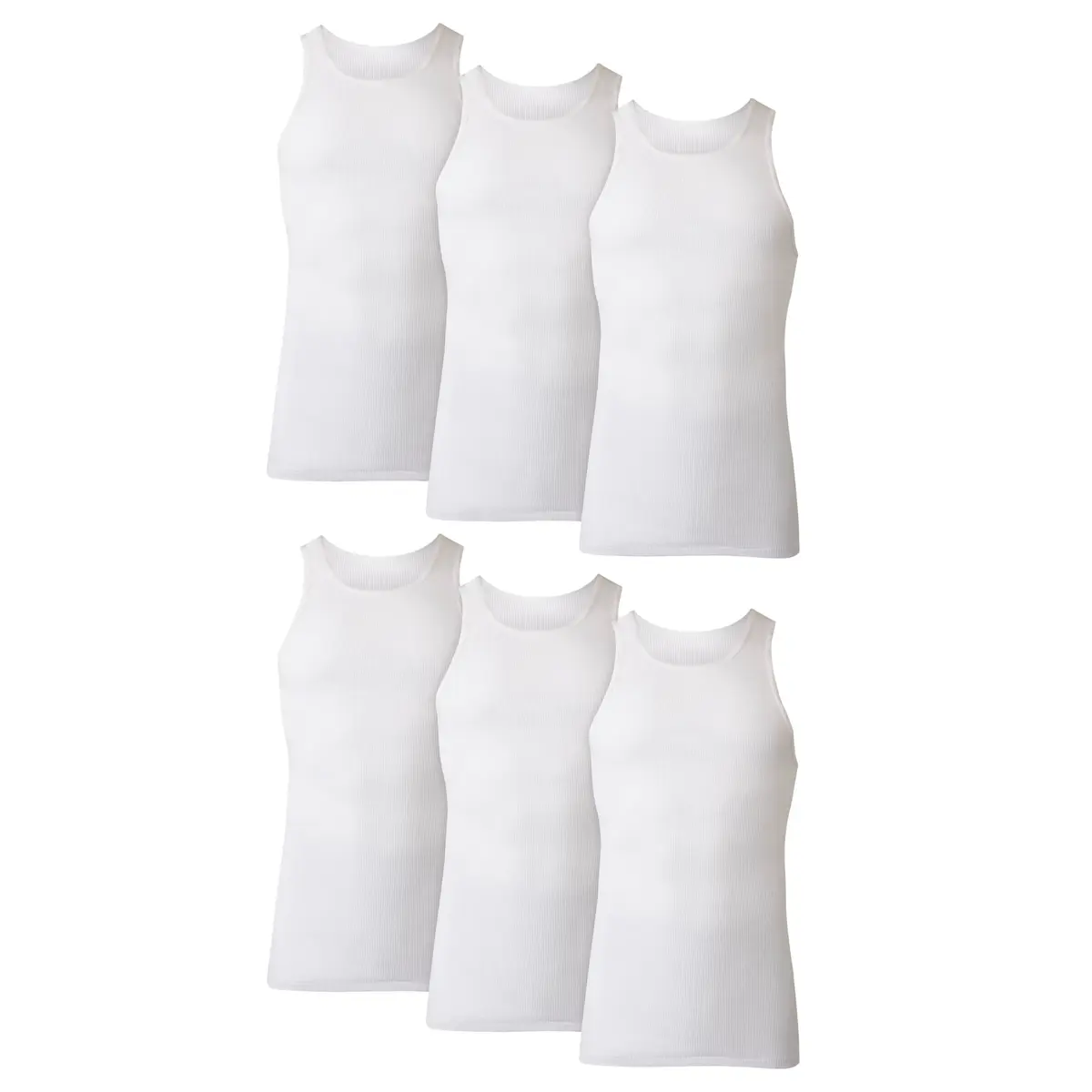 Hanes Men's White Cotton Ribbed Tank Undershirt 6-Pack | Moisture-Wicking & Breathable - main product image