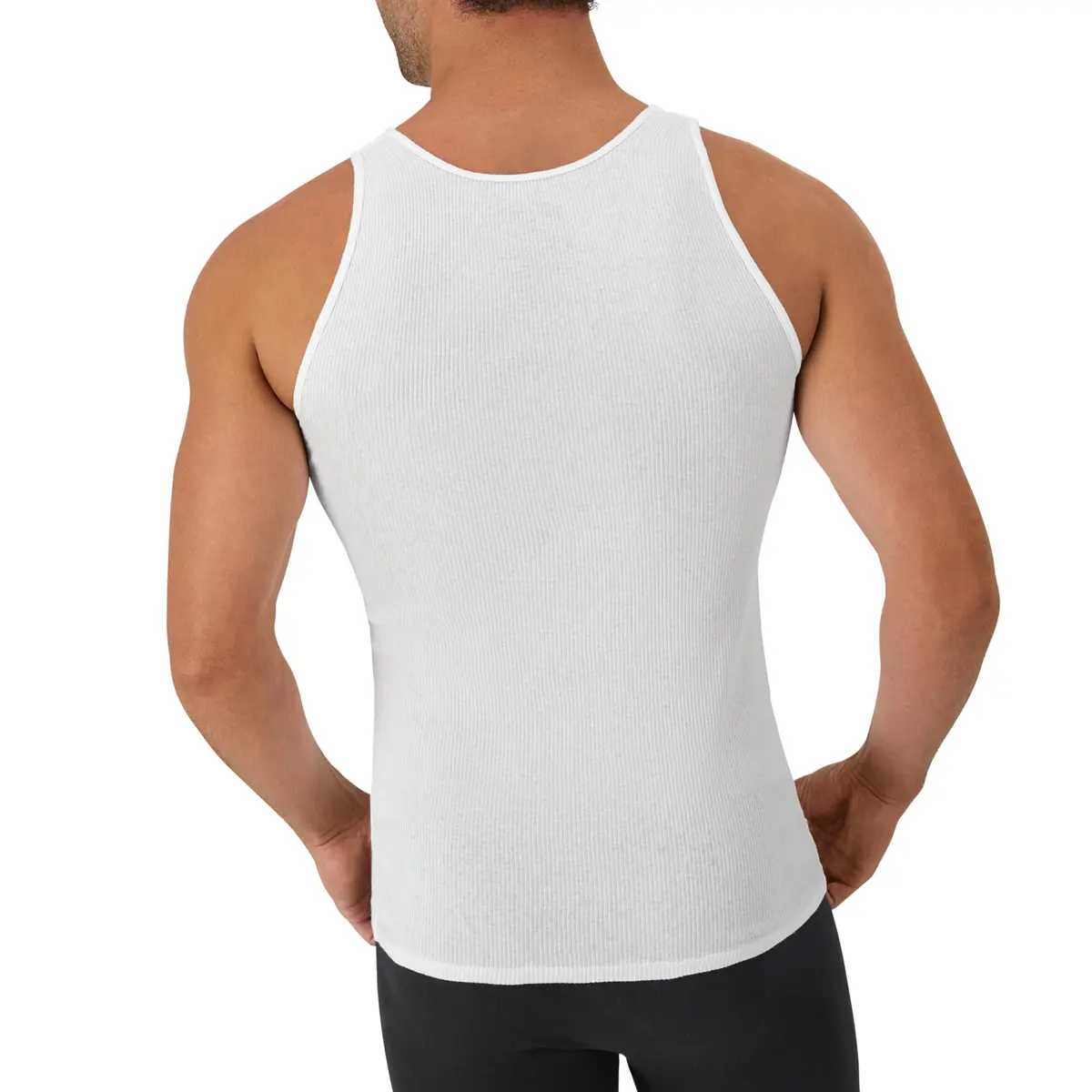 Hanes Men's White Cotton Ribbed Tank Undershirt 6-Pack | Moisture-Wicking & Breathable - view 5