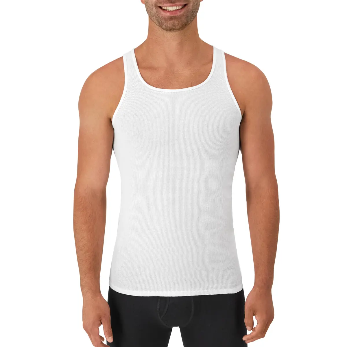 Hanes Men's White Cotton Ribbed Tank Undershirt 6-Pack | Moisture-Wicking & Breathable - view 2