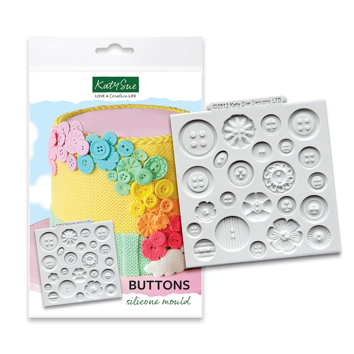 Katy Sue Buttons Silicone Mold For Cake Decorating & Craft | 24 Button Shapes, Food-Grade Silicone, Oven & Dishwasher Safe - main product image