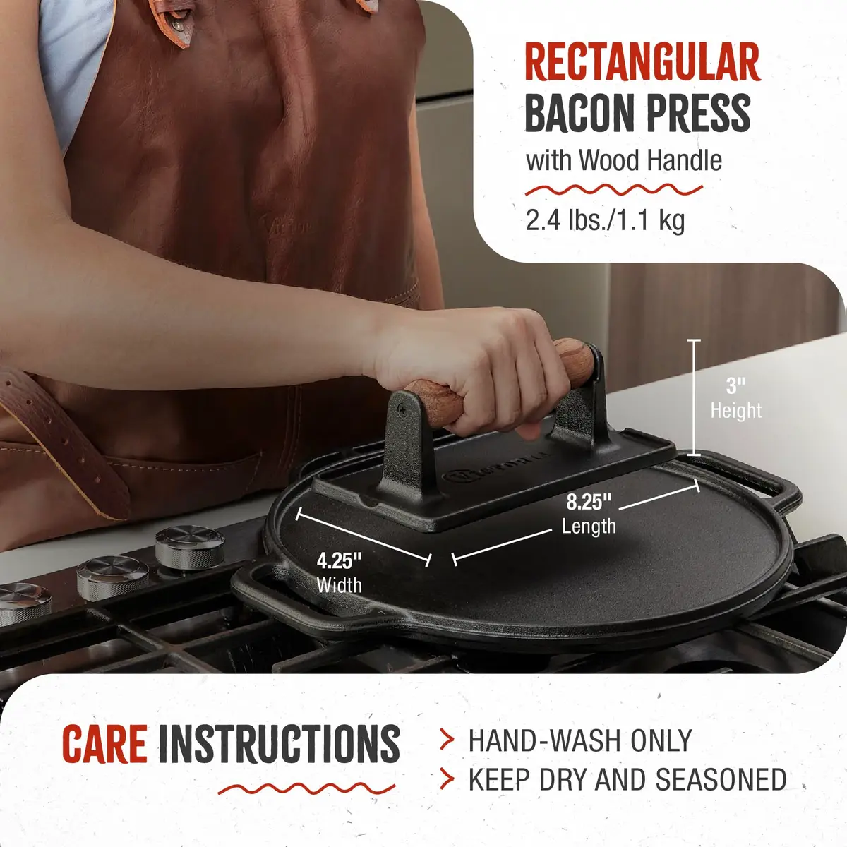 Victoria Cast Iron Panini Press, Seasoned with Kosher Certified Flaxseed Oil | Durable, Versatile & Long-Lasting (120 chars) - view 6
