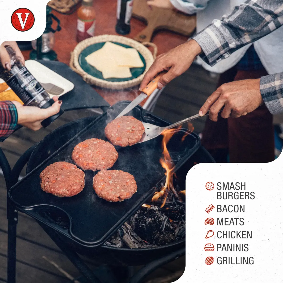 Victoria Cast Iron Panini Press, Seasoned with Kosher Certified Flaxseed Oil | Durable, Versatile & Long-Lasting (120 chars) - view 3