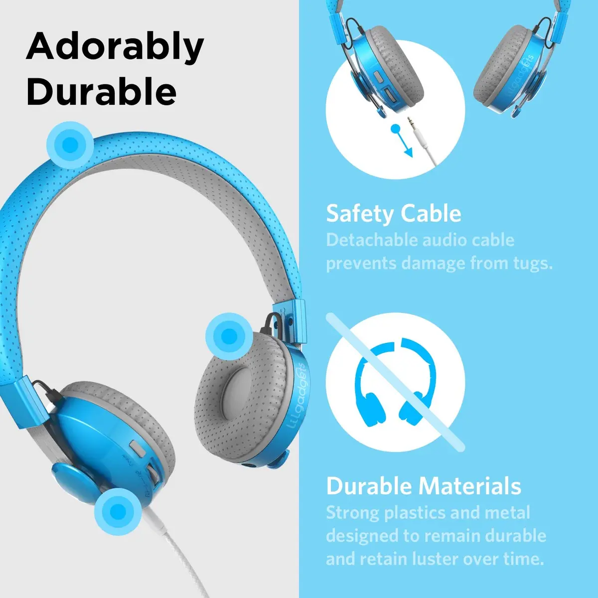 LilGadgets Untangled Pro Bluetooth Headphones - Ages 4+ | Volume-Limited Kids Headphones for School with SharePort & Mic - view 3