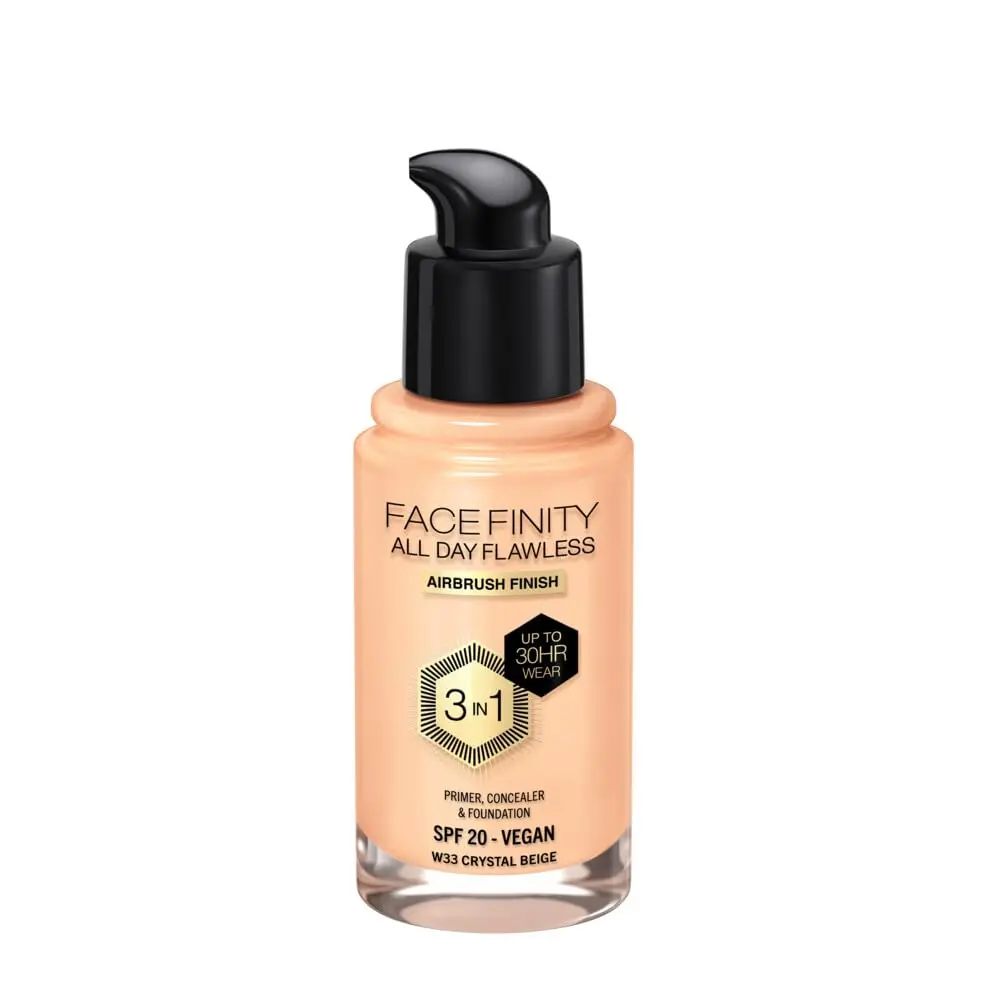 Max Factor Facefinity All Day Flawless 3 In 1 Foundation SPF 20, No. 33 Crystal Beige 30ml (1.01 Fl Oz) | Flawless Matte Finish - view 2