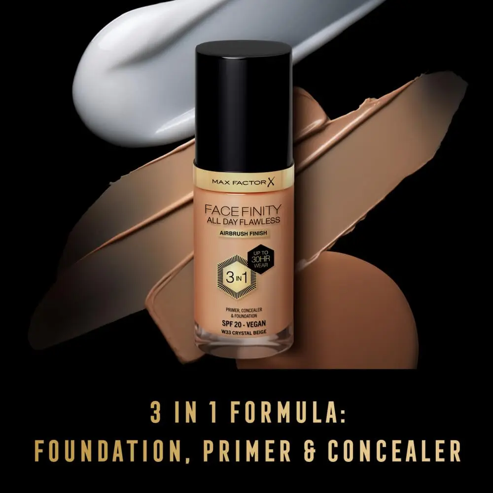 Max Factor Facefinity All Day Flawless 3 In 1 Foundation SPF 20, No. 33 Crystal Beige 30ml (1.01 Fl Oz) | Flawless Matte Finish - view 4