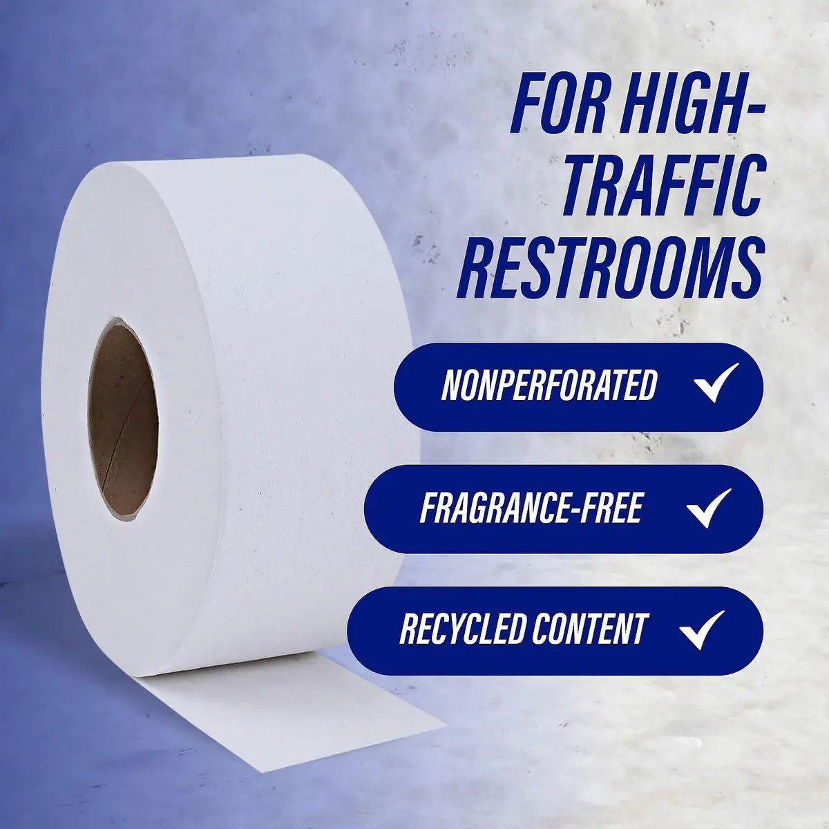 Genuine Joe Jumbo Roll Bath Tissue - 2-Ply White Toilet Paper, 3.3" x 650' per Roll, 12 Count Bulk Pack, Recycled Fiber, Commercial Grade for Dispensers - view 4