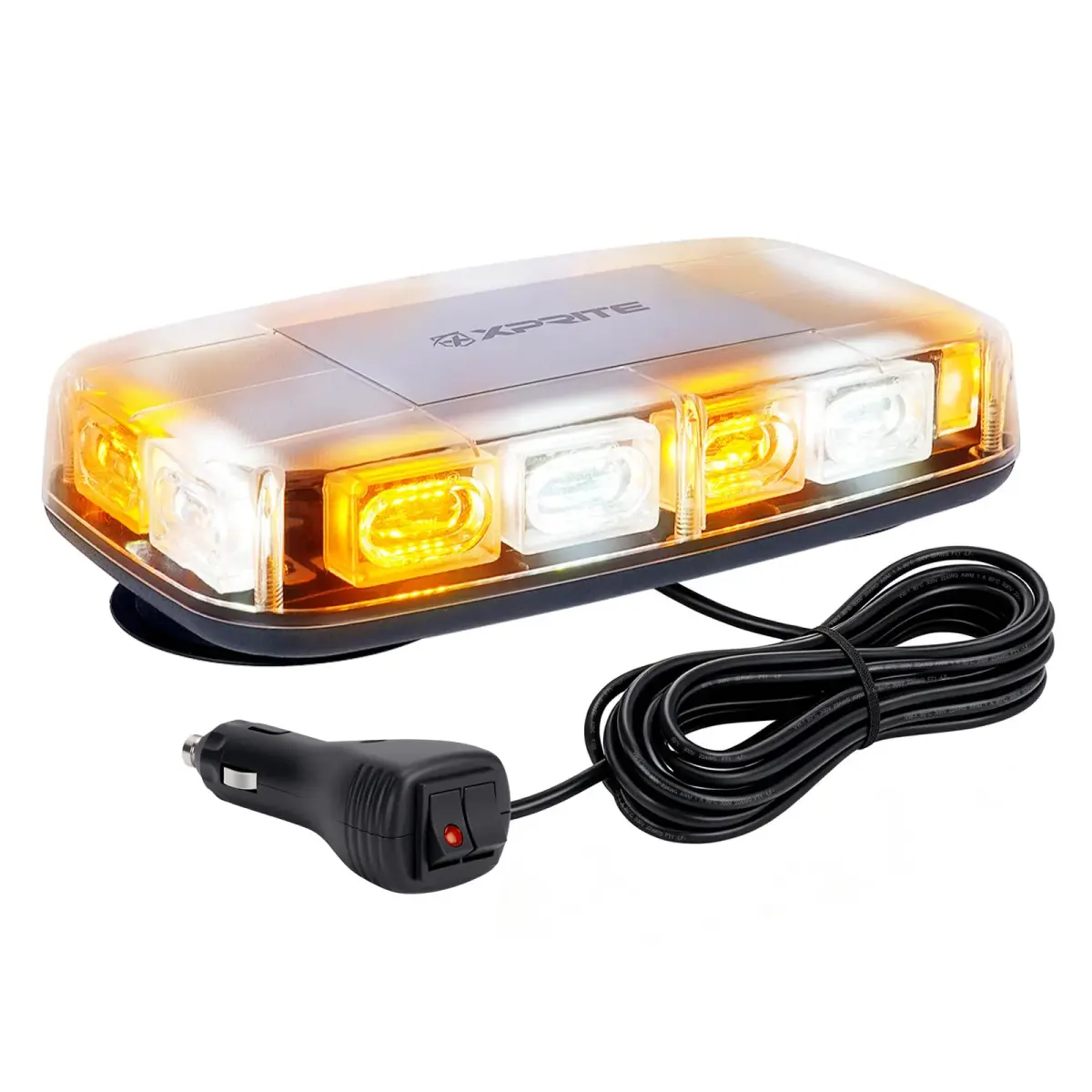 Xprite 12" 72LED Rooftop Strobe Light Bar Mix White/Amber | High Visibility Utility Lights with Magnetic Base - main product image
