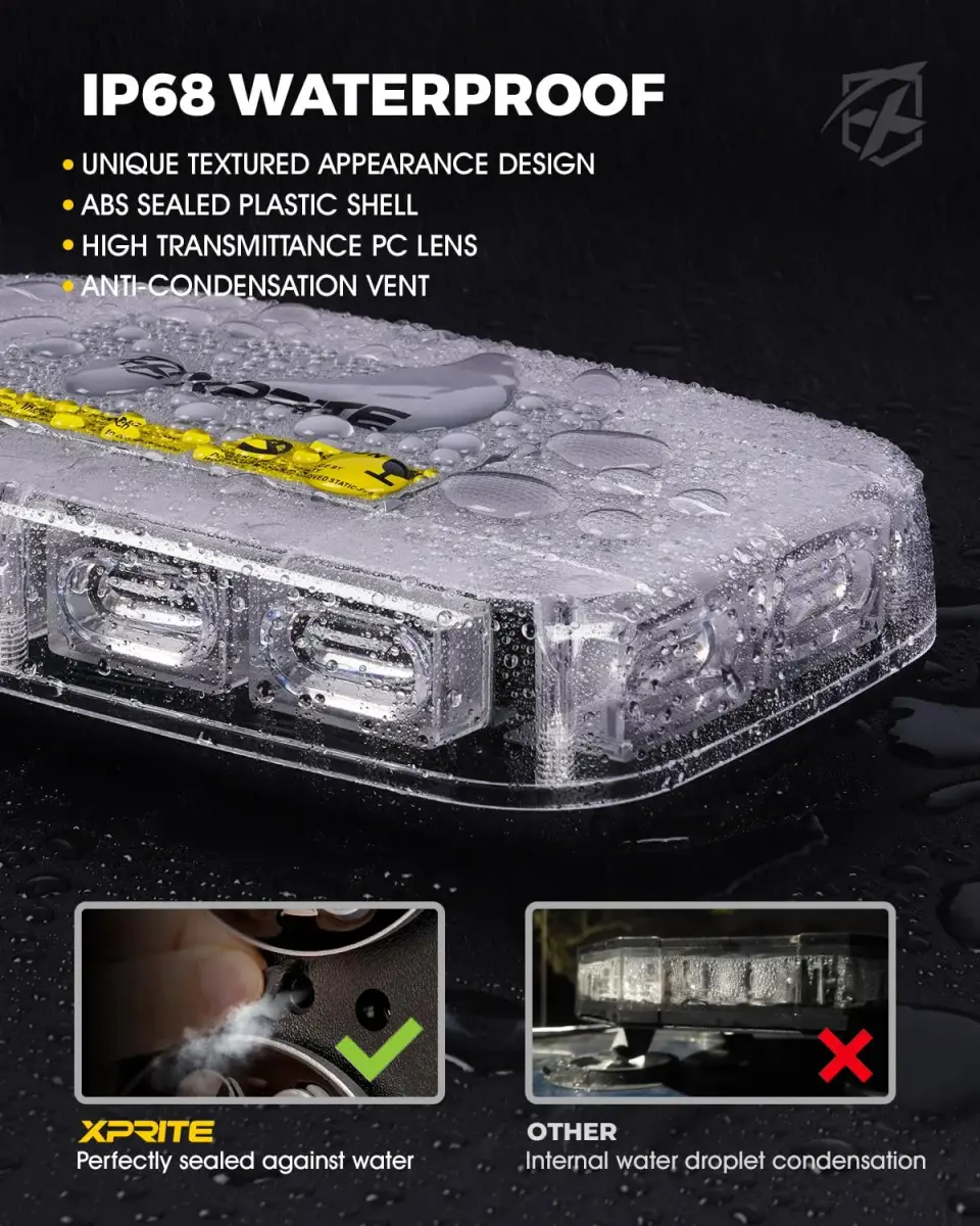 Xprite 12" 72LED Rooftop Strobe Light Bar Mix White/Amber | High Visibility Utility Lights with Magnetic Base - view 3