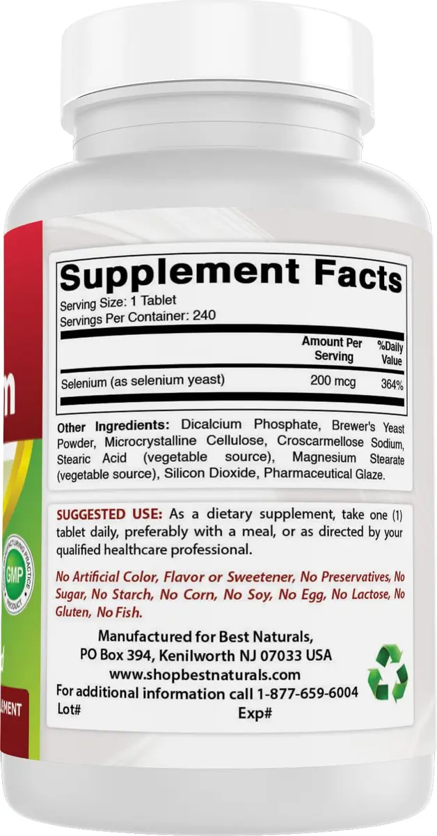 Best Naturals Selenium 200 mcg Supplement 240 Count | Non-GMO & Gluten Free - view 6